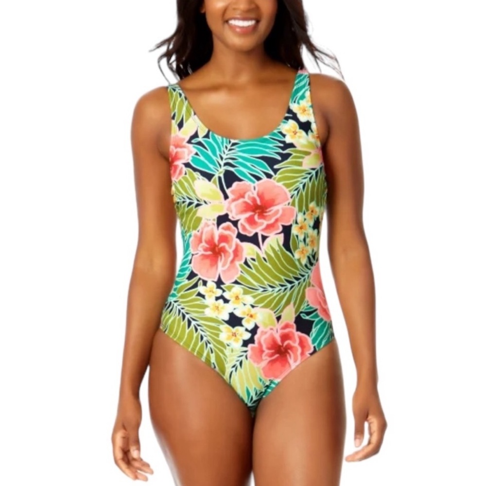 🍉 NEW Hurley One Piece UPF 50+ Pink Poppy Tropics Floral Swimsuit 🍉